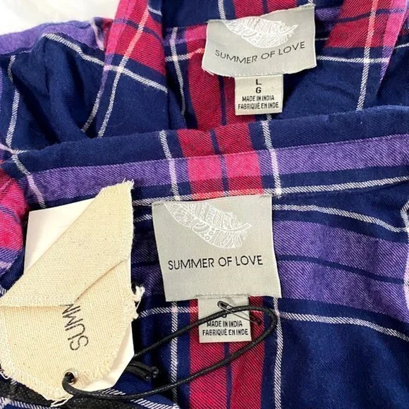 Summer Of Love Jett Check 100% Cotton Plaid Shirt - Picture 15 of 16